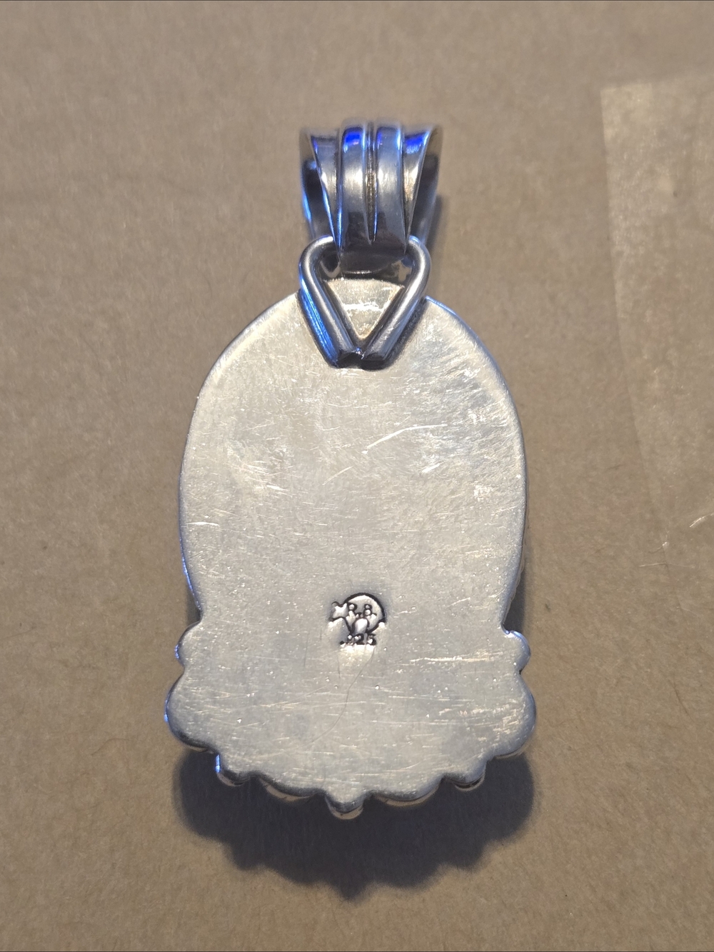 Running Bear Sterling Silver Green Turquoise Multistone Pendant - Picture 3 of 3